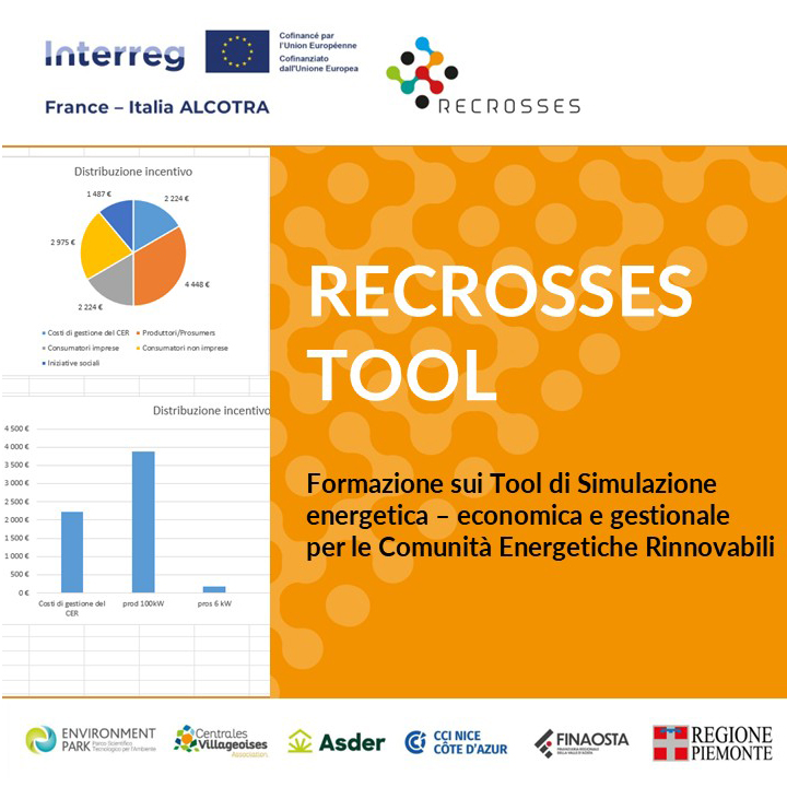 RECROSSES TOOL – Formazione sui tool di simulazione energetica, economica e gestionale per le Comunità Energetiche Rinnovabili